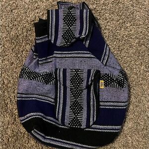 Black and Purple Backpack with Geometric Pattern